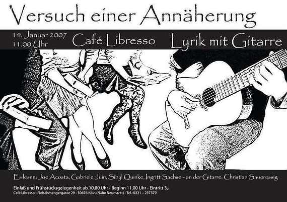 Plakat zur Lesung: Versuch einer Annäherung