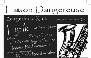 Plakat zur Lesung: Liaison Dangereus